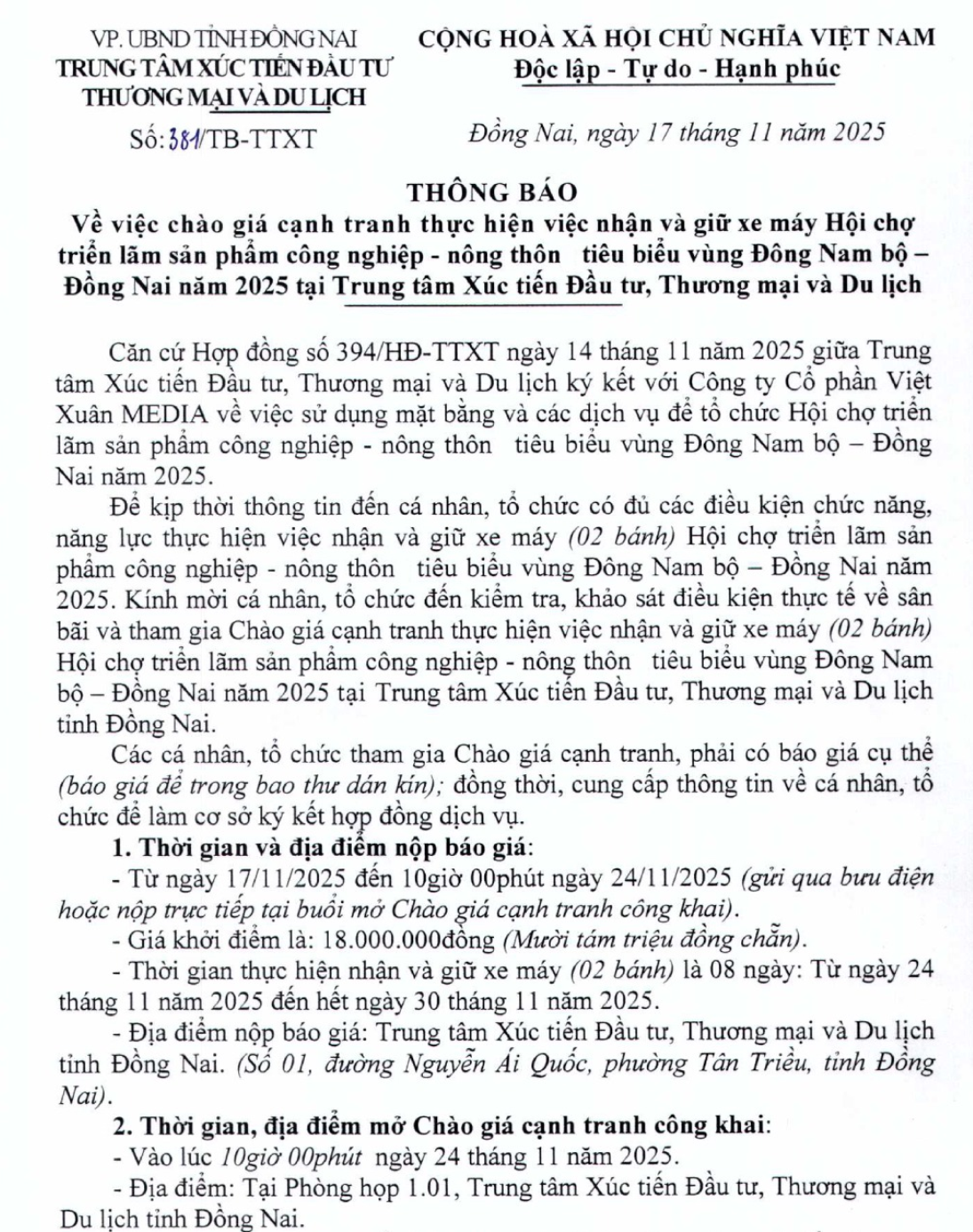 Hội chợ triển lãm sản phẩm công nghiệp - nông thông tiêu biểu vùng Đông Nam bộ – Đồng Nai năm 2025